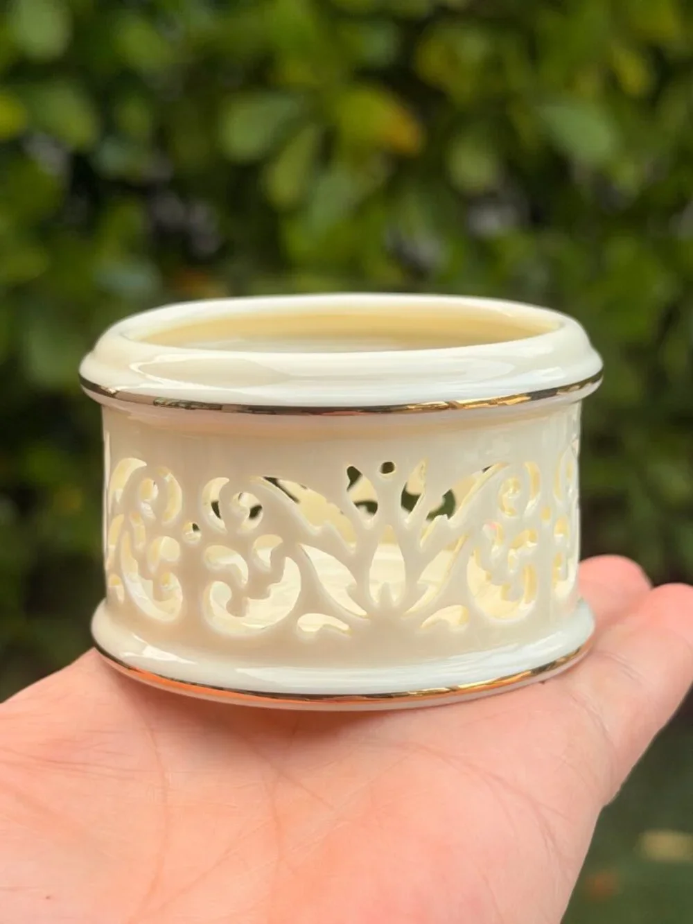 NEW Set Lenox Illuminations Votive Pierced Candle Holder Tea Light Ivory Gold
